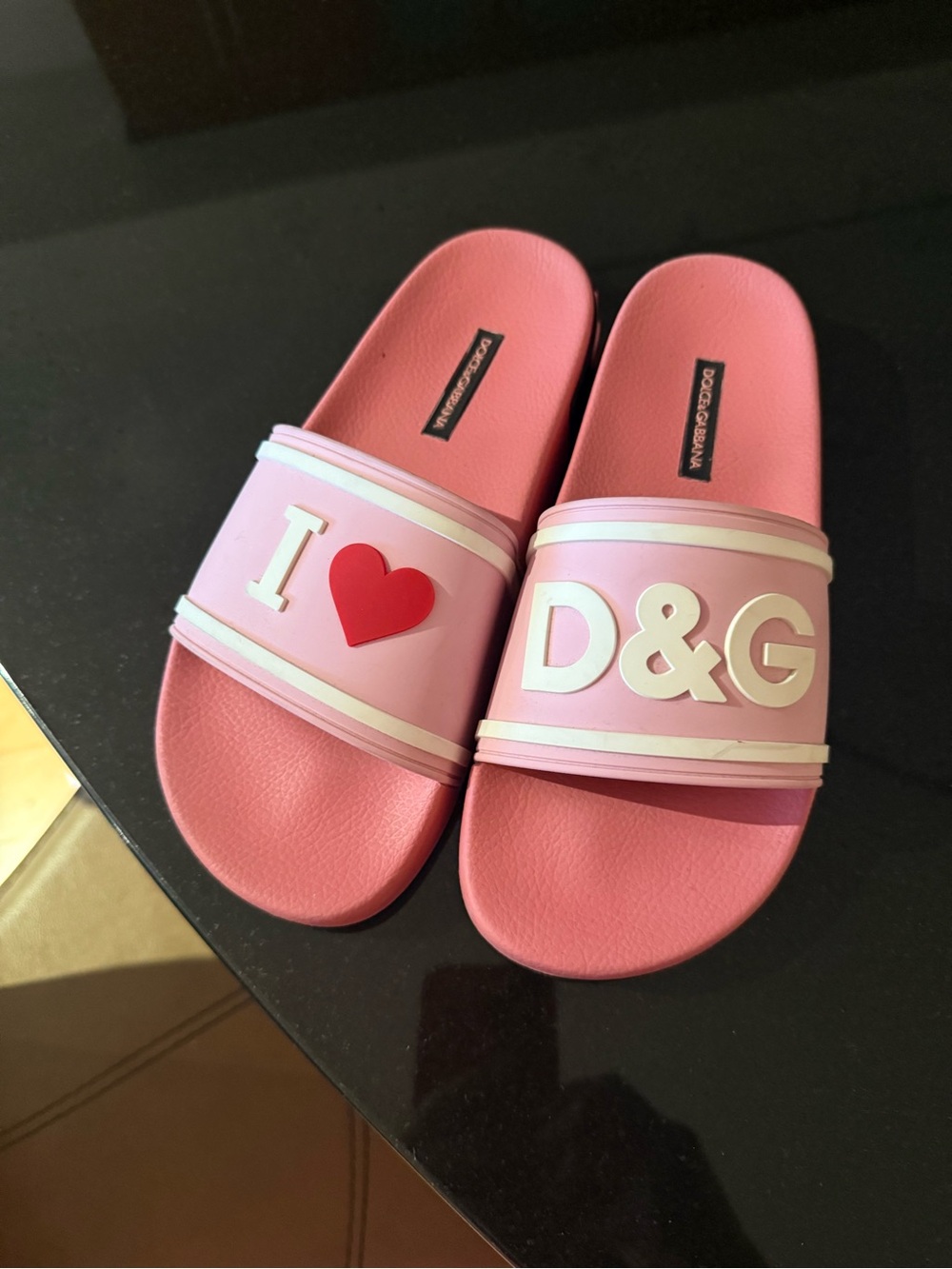 Dolce & Gabbana Pink I ❤️ D&G Slides Sandals